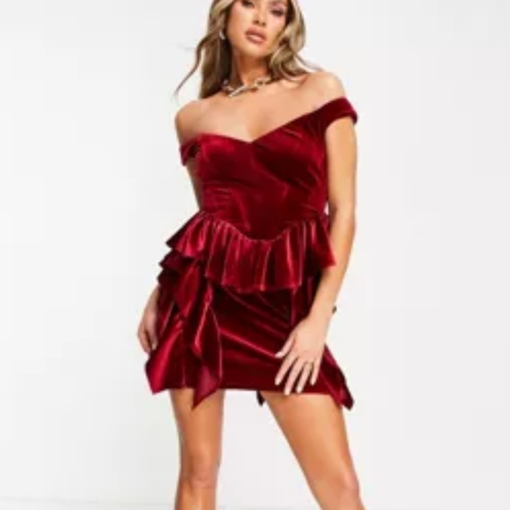 ASOS Maroon Velvet Corset Dress